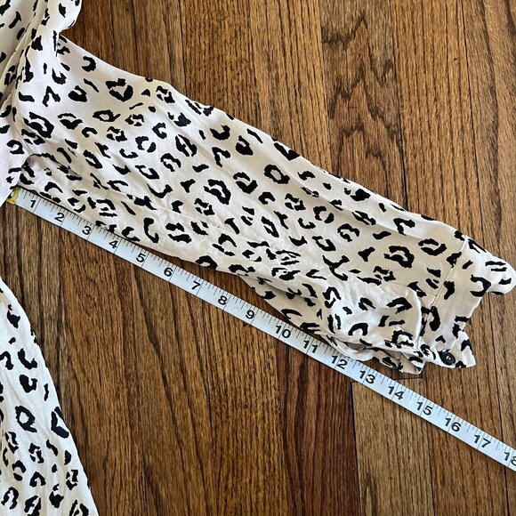 ZARA Oversized Leopard Animal Print Satin Tie Neck Blouse Top Shirt Sz M - Picture 4 of 10